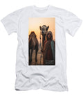 1 a Woman Standing Next to a Camelbohemiana Camel By Asar Studios Celestial Images T-Shirt