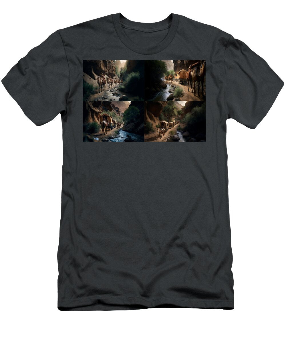A Medieval Silk Road Caravan with Camels Walkin Ee3645563f9f6 645563b05 645a7b A753 593f Celestial Images T-Shirt