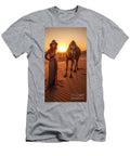 A Woman Standing Next to a Camelbohemiana Camel By Asar Studios Celestial Images T-Shirt