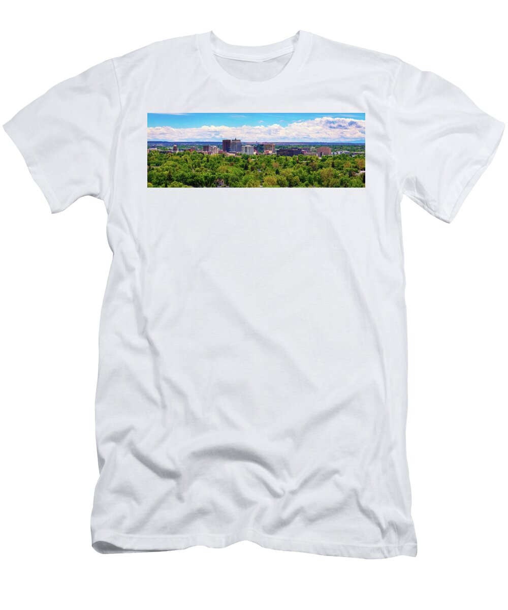 Panorama of Boise Skyline in Idaho Viewed From Camels Back Park Miroslav Liska T-Shirt
