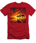 Shadows At Sunset Camels in the Desert Glow Mounir Khalfouf T-Shirt