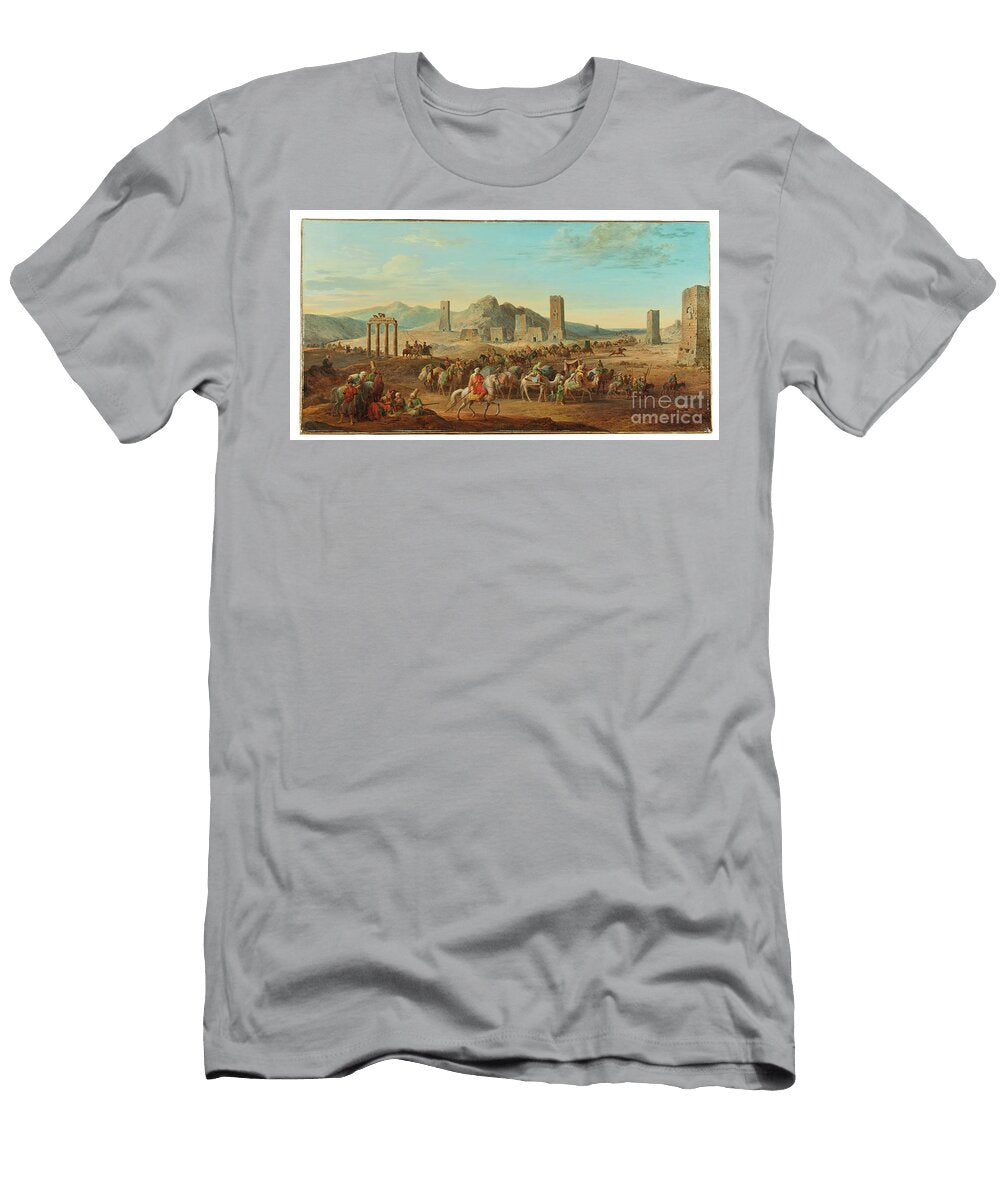 Two Caravans At the Entrance to the Valley Leading to Palmyra Jean Baptiste Hilair T-Shirt