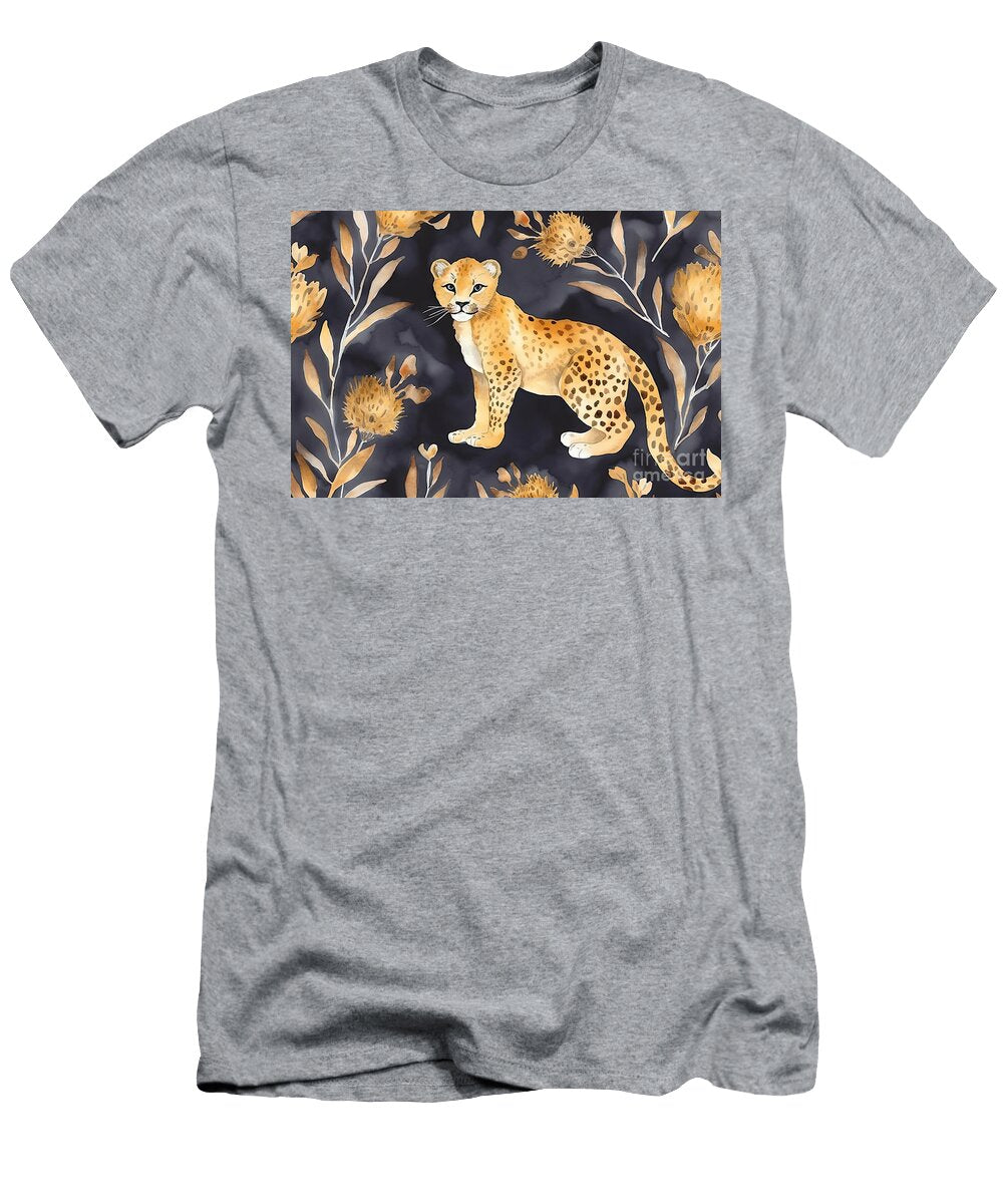 Watercolor Seamless Pattern with Leopard and Leopard Spots Text N Akkash T-Shirt